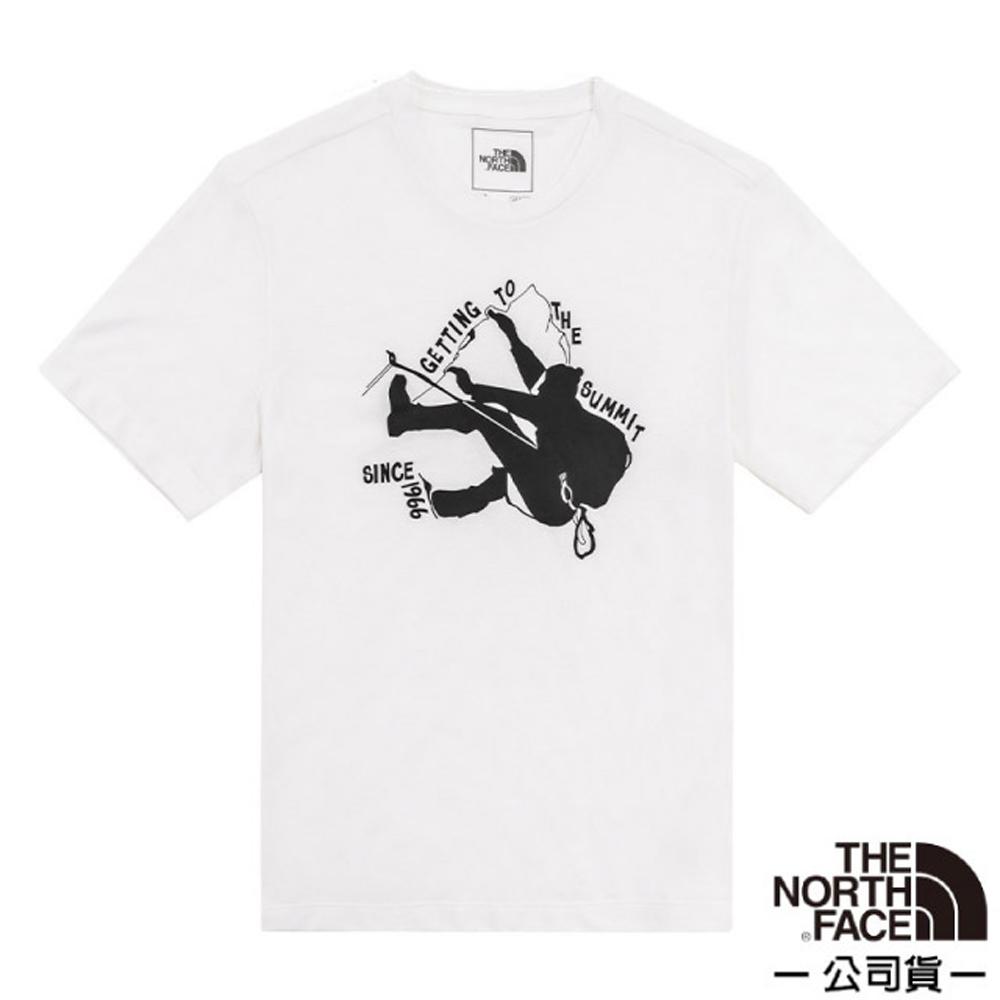 【The North Face】男 FlashDry 閃電快乾短袖圓領印花上衣.吸濕排汗/4UAK-LA9 白色V✿30E010